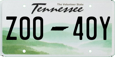 TN license plate Z0040Y