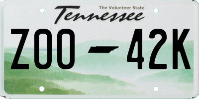 TN license plate Z0042K