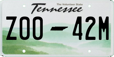 TN license plate Z0042M