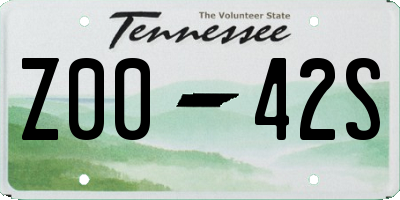TN license plate Z0042S