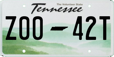 TN license plate Z0042T