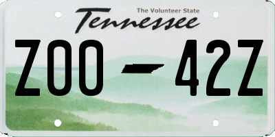 TN license plate Z0042Z