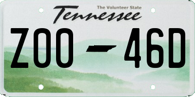 TN license plate Z0046D