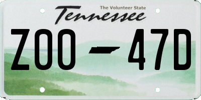 TN license plate Z0047D