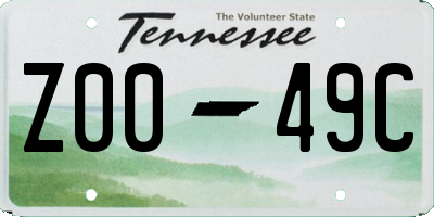 TN license plate Z0049C