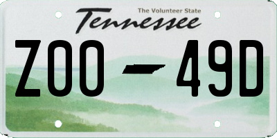TN license plate Z0049D