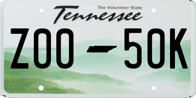 TN license plate Z0050K