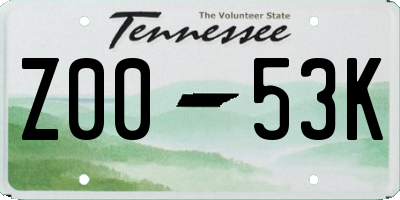 TN license plate Z0053K