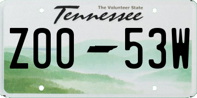 TN license plate Z0053W