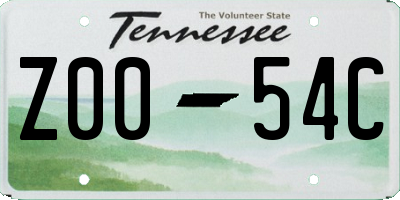 TN license plate Z0054C