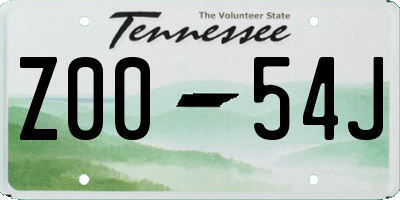 TN license plate Z0054J