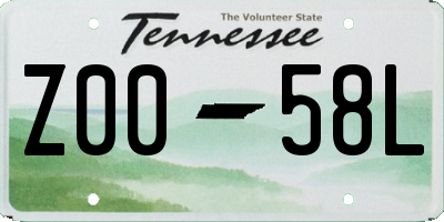 TN license plate Z0058L