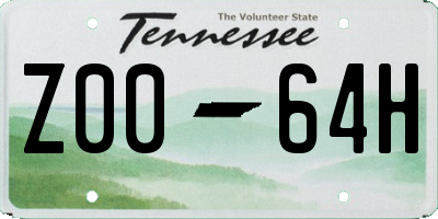 TN license plate Z0064H