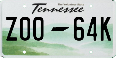 TN license plate Z0064K