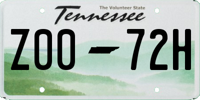 TN license plate Z0072H