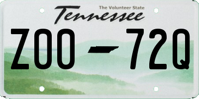 TN license plate Z0072Q