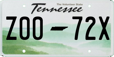 TN license plate Z0072X
