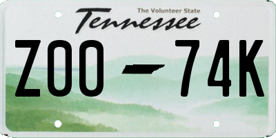 TN license plate Z0074K