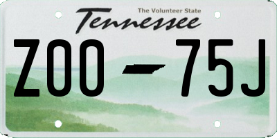TN license plate Z0075J