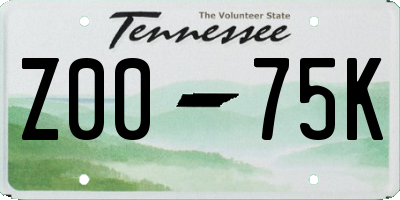 TN license plate Z0075K