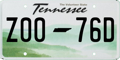 TN license plate Z0076D