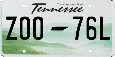 TN license plate Z0076L