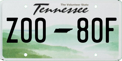 TN license plate Z0080F