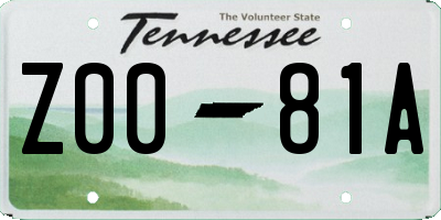 TN license plate Z0081A