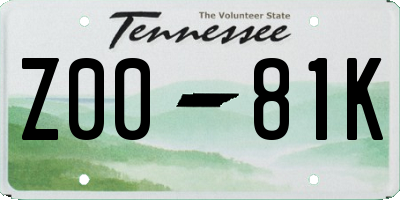 TN license plate Z0081K