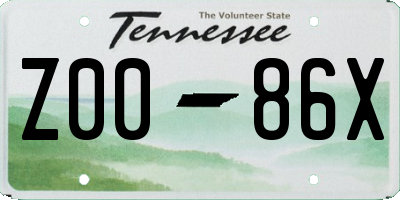 TN license plate Z0086X