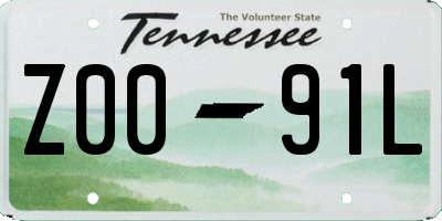 TN license plate Z0091L