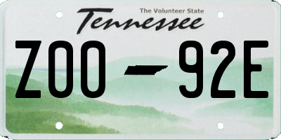 TN license plate Z0092E