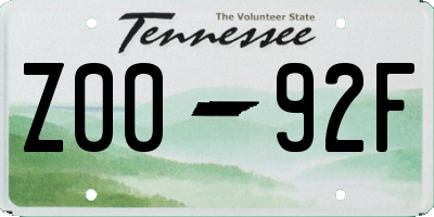 TN license plate Z0092F