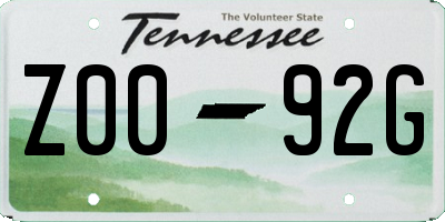 TN license plate Z0092G