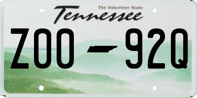 TN license plate Z0092Q
