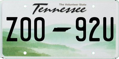 TN license plate Z0092U
