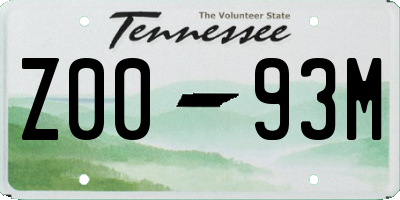 TN license plate Z0093M