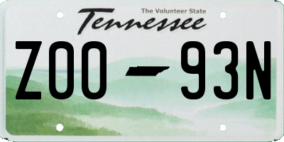 TN license plate Z0093N