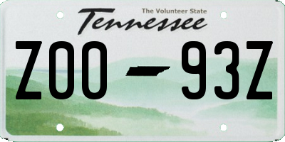 TN license plate Z0093Z