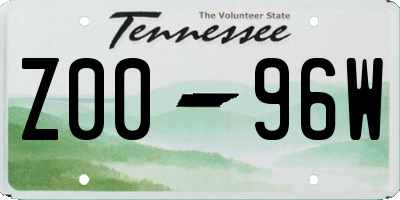 TN license plate Z0096W