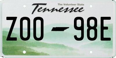 TN license plate Z0098E