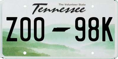 TN license plate Z0098K