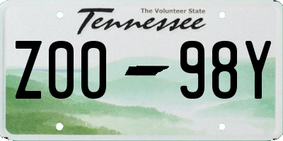 TN license plate Z0098Y