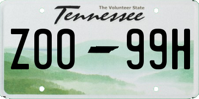 TN license plate Z0099H