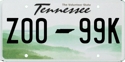 TN license plate Z0099K