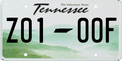 TN license plate Z0100F