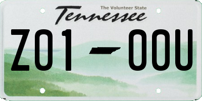 TN license plate Z0100U