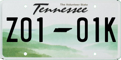 TN license plate Z0101K