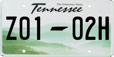 TN license plate Z0102H