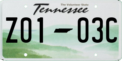 TN license plate Z0103C